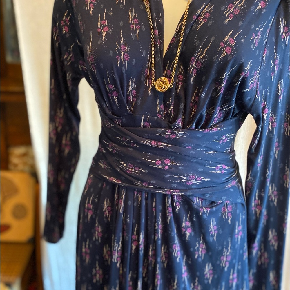 SALE Elegant Navy Floral Dress
